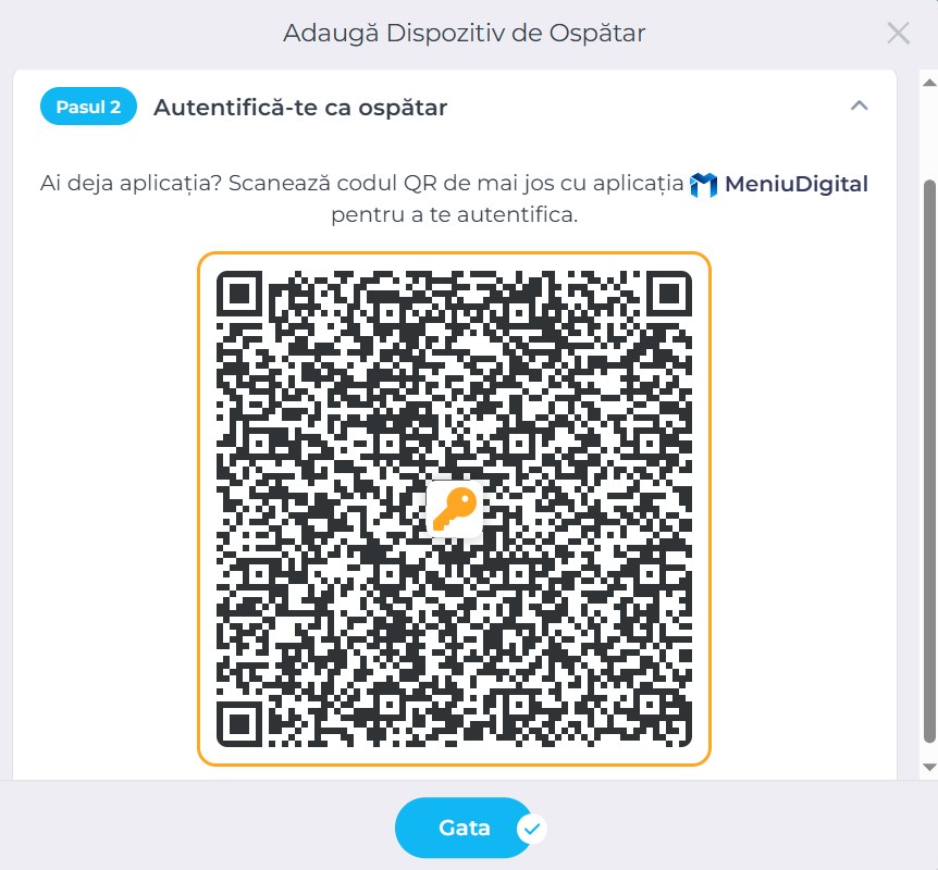 Modal pentru adăugarea unui dispozitiv de ospătar